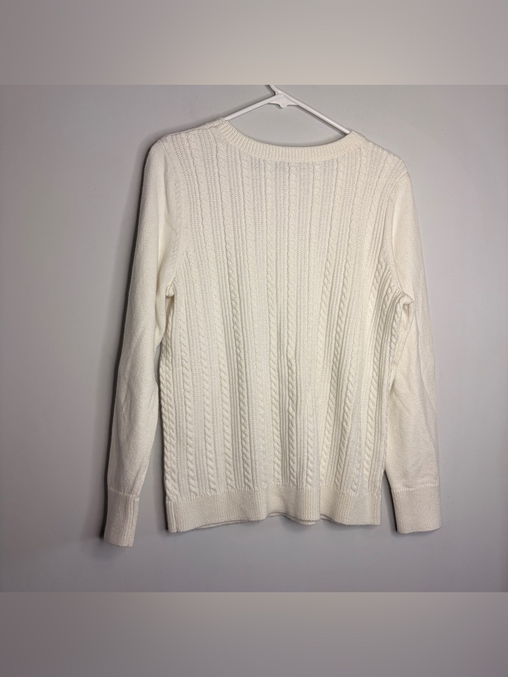 Talbots Cream Cable Knit Button-Shoulder Sweater Large - Picture 4 of 4